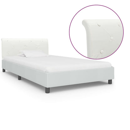 Estrutura de cama 100x200 cm couro artificial branco