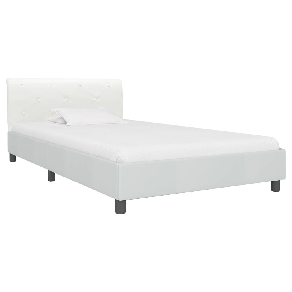 Estrutura de cama 100x200 cm couro artificial branco