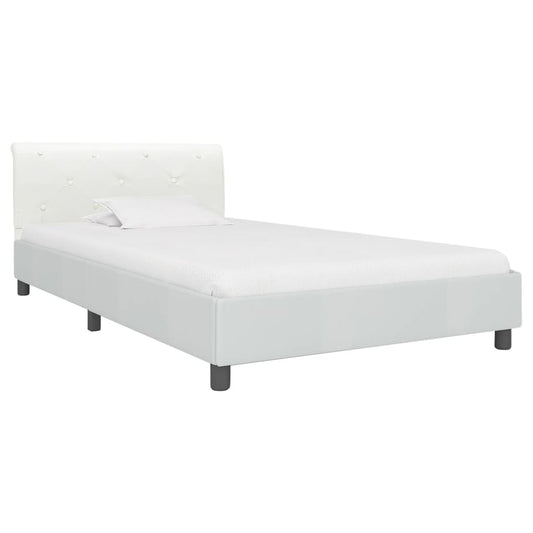 Estrutura de cama 100x200 cm couro artificial branco