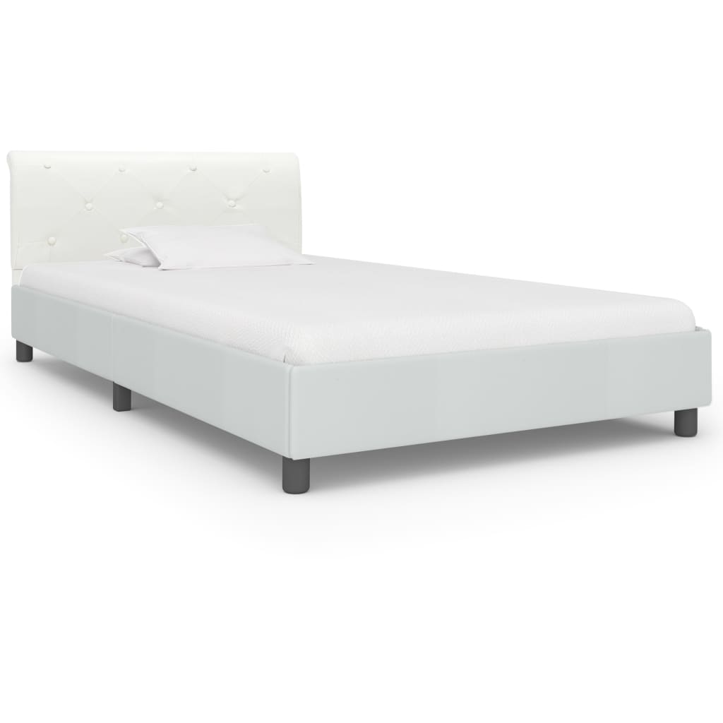 Estrutura de cama 100x200 cm couro artificial branco