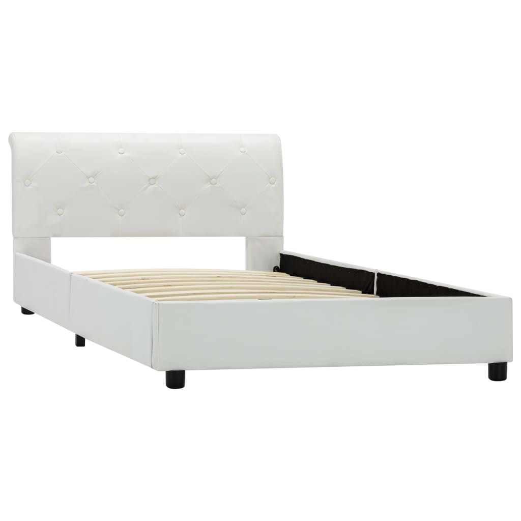 Estrutura de cama 100x200 cm couro artificial branco