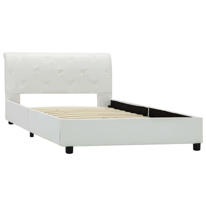Estrutura de cama 100x200 cm couro artificial branco