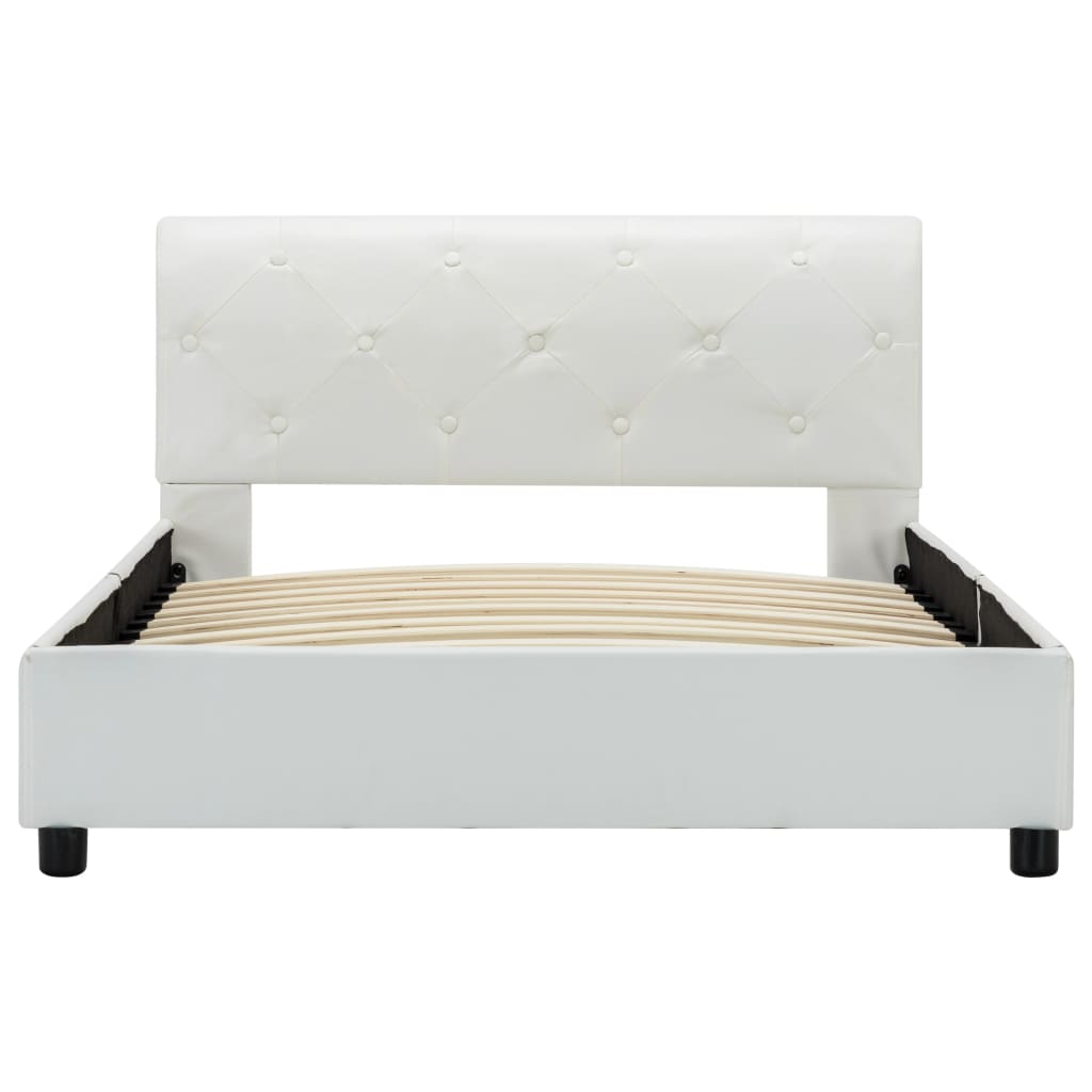 Estrutura de cama 100x200 cm couro artificial branco