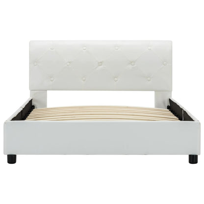 Estrutura de cama 100x200 cm couro artificial branco