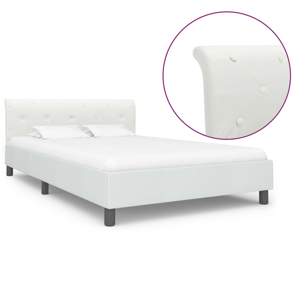Estrutura de cama 120x200 cm couro artificial branco