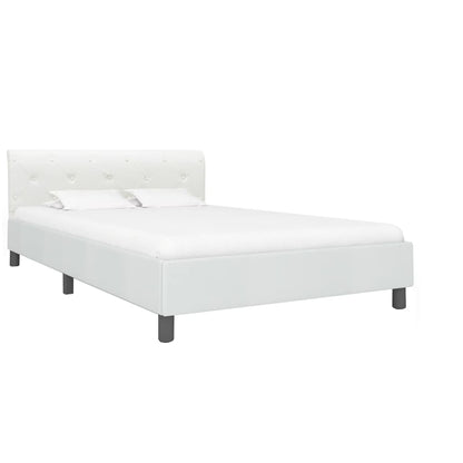 Estrutura de cama 140x200 cm couro artificial branco