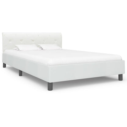 Estrutura de cama 140x200 cm couro artificial branco