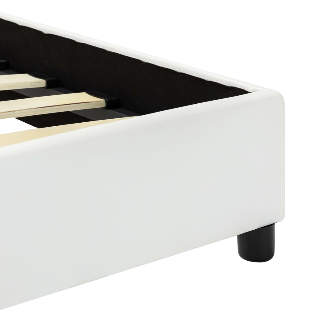 Estrutura de cama 140x200 cm couro artificial branco