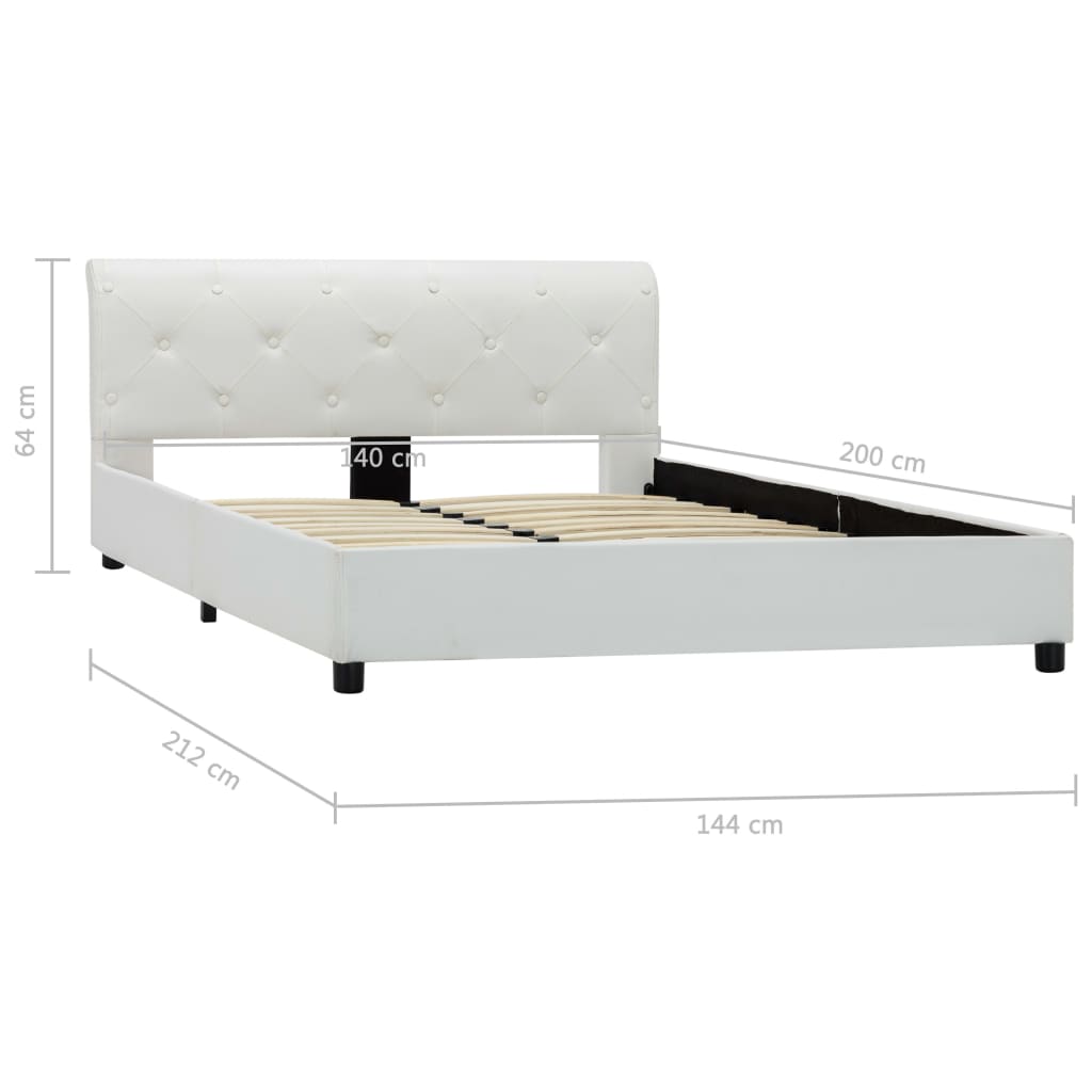 Estrutura de cama 140x200 cm couro artificial branco