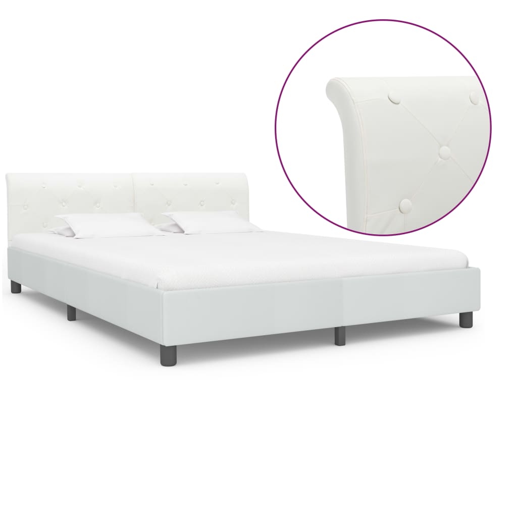 Estrutura de cama 160x200 cm couro artificial branco