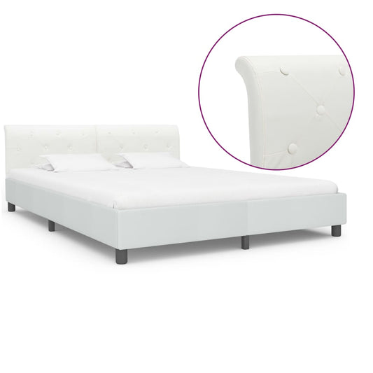 Estrutura de cama 160x200 cm couro artificial branco