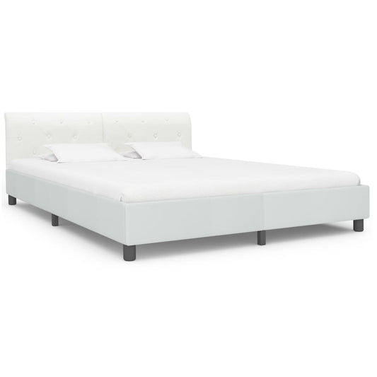 Estrutura de cama 160x200 cm couro artificial branco
