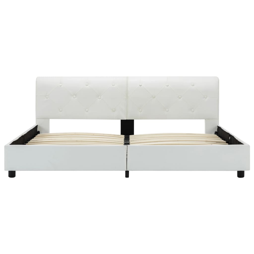 Estrutura de cama 160x200 cm couro artificial branco