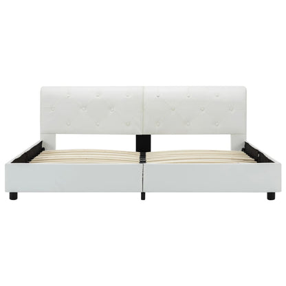 Estrutura de cama 160x200 cm couro artificial branco