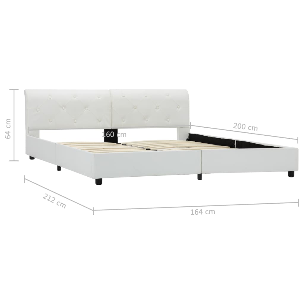 Estrutura de cama 160x200 cm couro artificial branco
