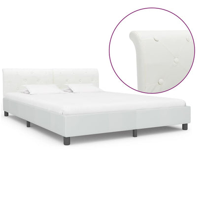 Estrutura de cama 180x200 cm couro artificial branco