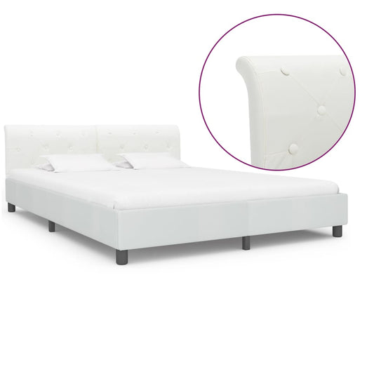 Estrutura de cama 180x200 cm couro artificial branco
