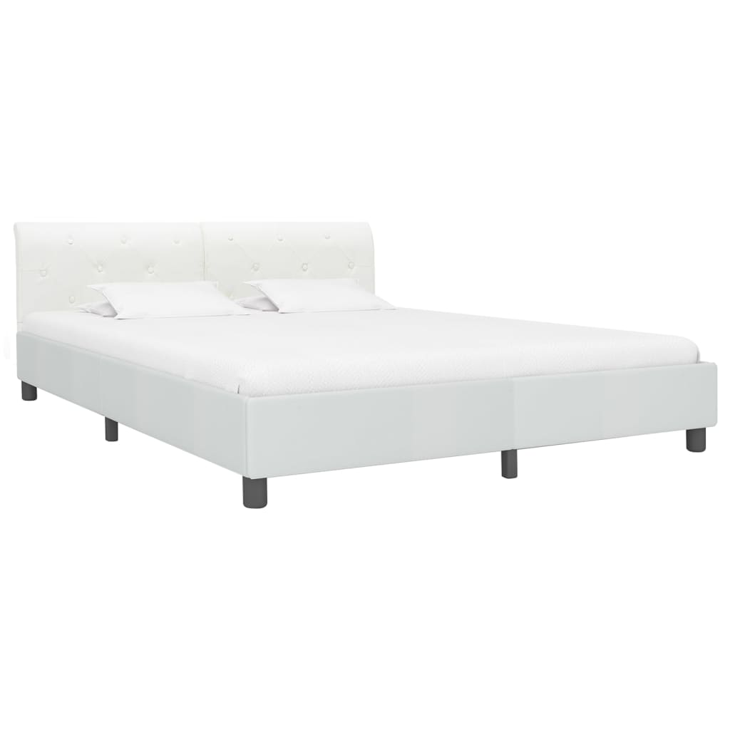 Estrutura de cama 180x200 cm couro artificial branco