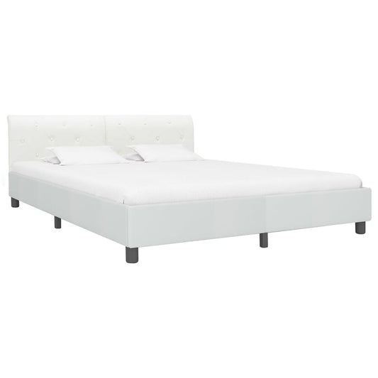 Estrutura de cama 180x200 cm couro artificial branco