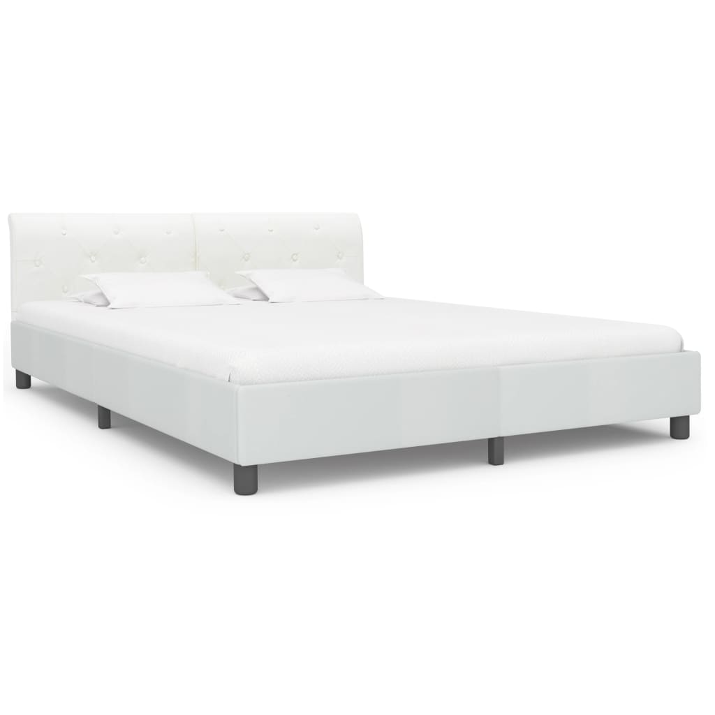 Estrutura de cama 180x200 cm couro artificial branco