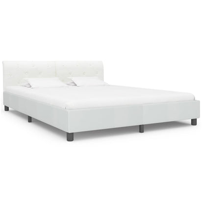 Estrutura de cama 180x200 cm couro artificial branco