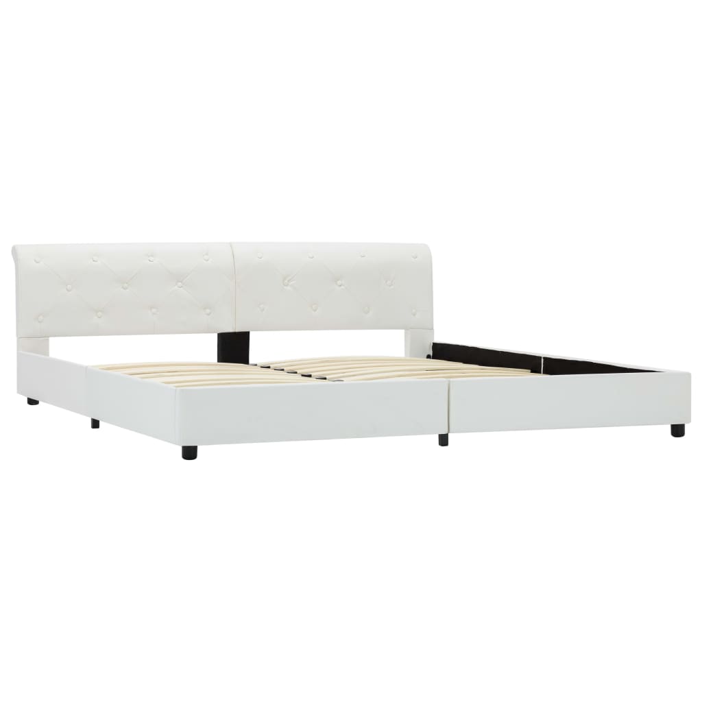 Estrutura de cama 180x200 cm couro artificial branco