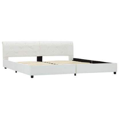 Estrutura de cama 180x200 cm couro artificial branco