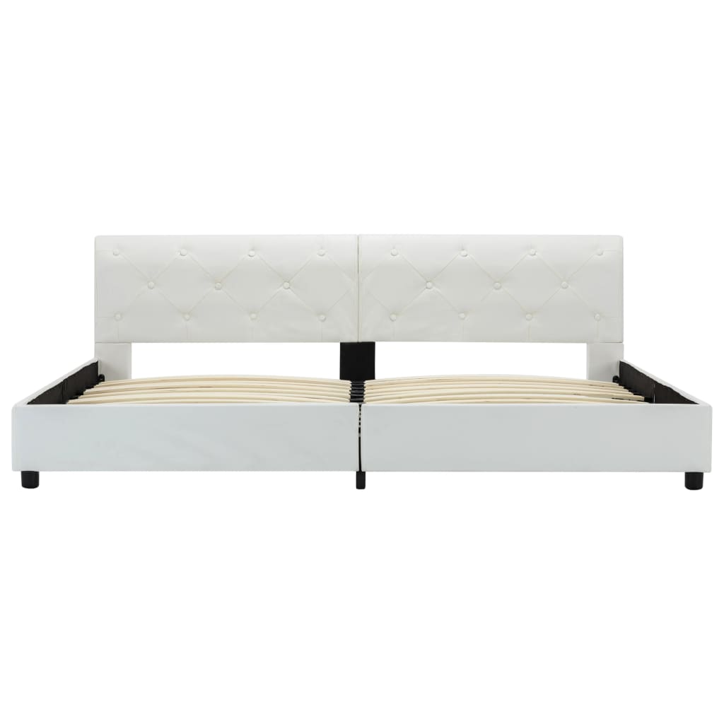 Estrutura de cama 180x200 cm couro artificial branco