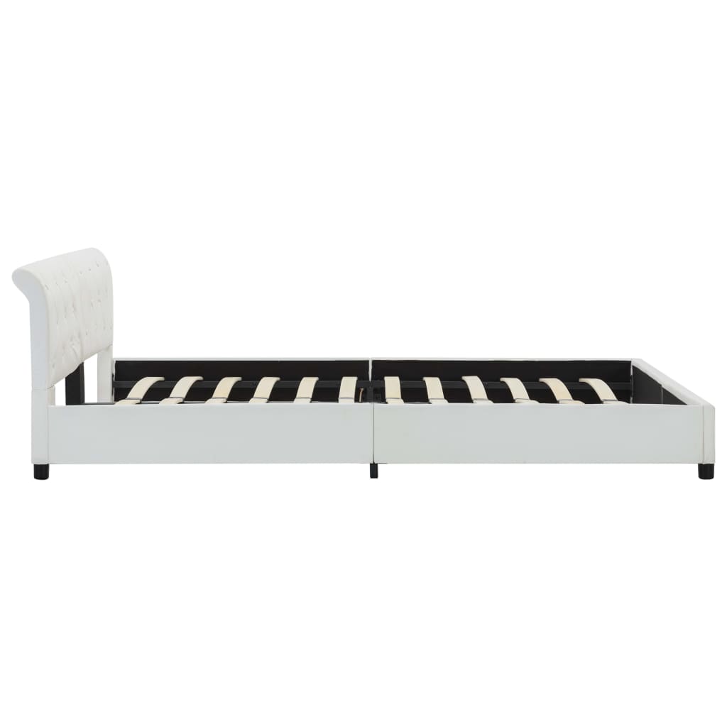 Estrutura de cama 180x200 cm couro artificial branco