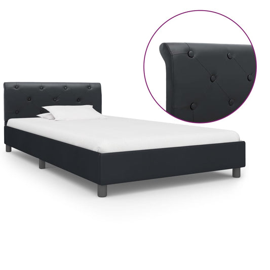 Estrutura de cama 90x200 cm couro artificial preto