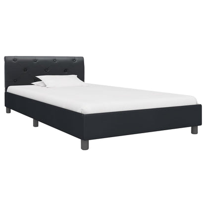 Estrutura de cama 90x200 cm couro artificial preto