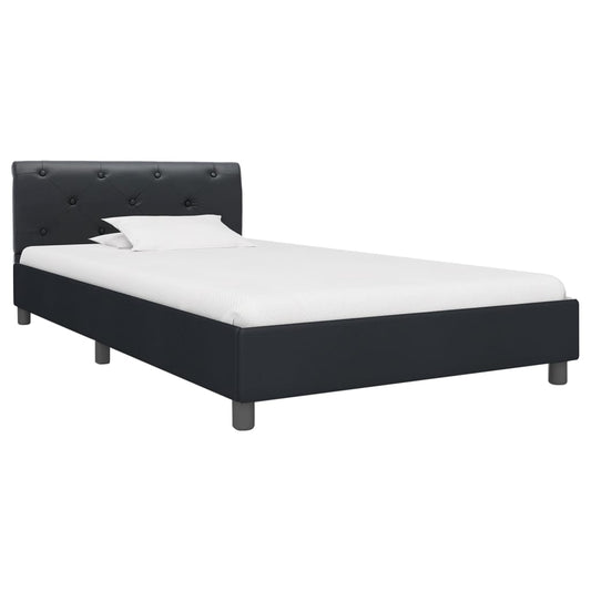 Estrutura de cama 90x200 cm couro artificial preto