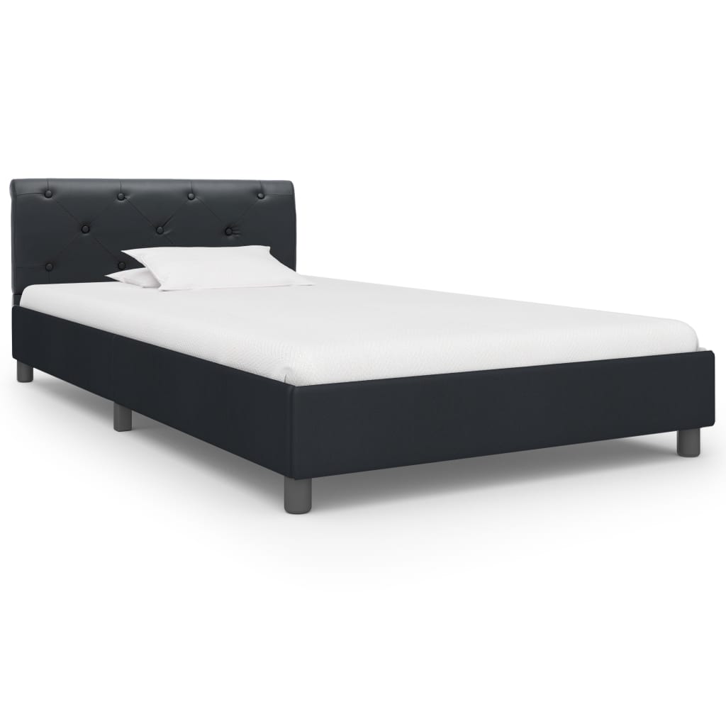 Estrutura de cama 90x200 cm couro artificial preto