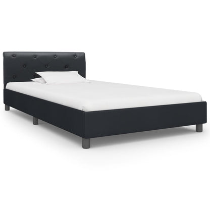 Estrutura de cama 90x200 cm couro artificial preto