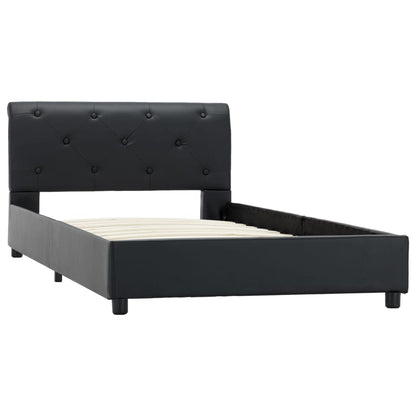 Estrutura de cama 90x200 cm couro artificial preto