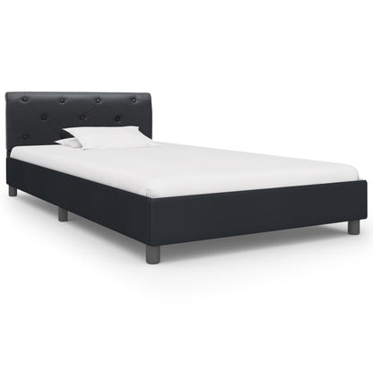 Estrutura de cama 100x200 cm couro artificial preto