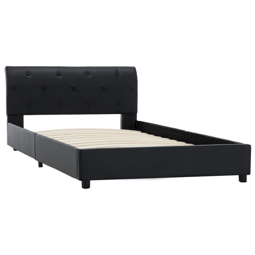 Estrutura de cama 100x200 cm couro artificial preto