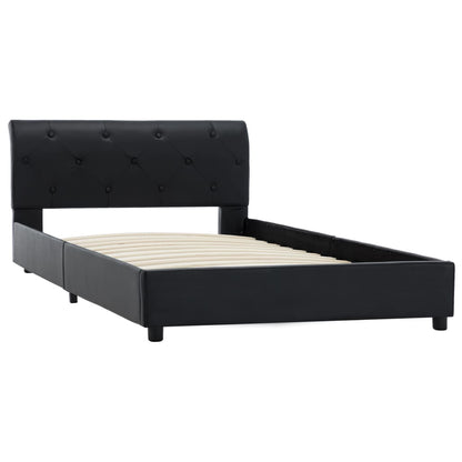 Estrutura de cama 100x200 cm couro artificial preto