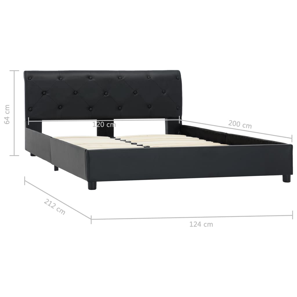 Estrutura de cama 120x200 cm couro artificial preto