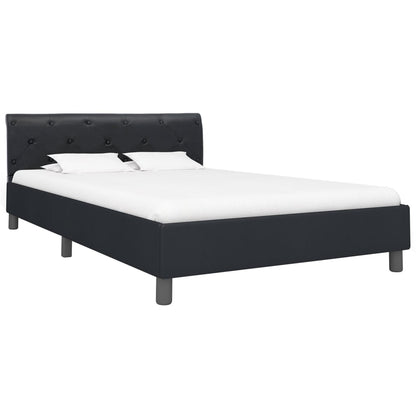 Estrutura de cama 140x200 cm couro artificial preto