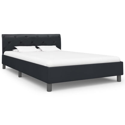 Estrutura de cama 140x200 cm couro artificial preto
