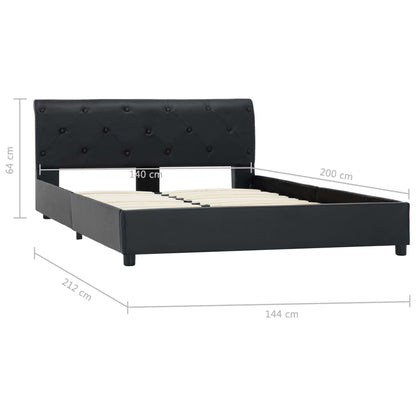 Estrutura de cama 140x200 cm couro artificial preto