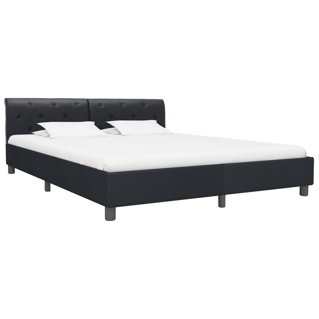 Estrutura de cama 160x200 cm couro artificial preto