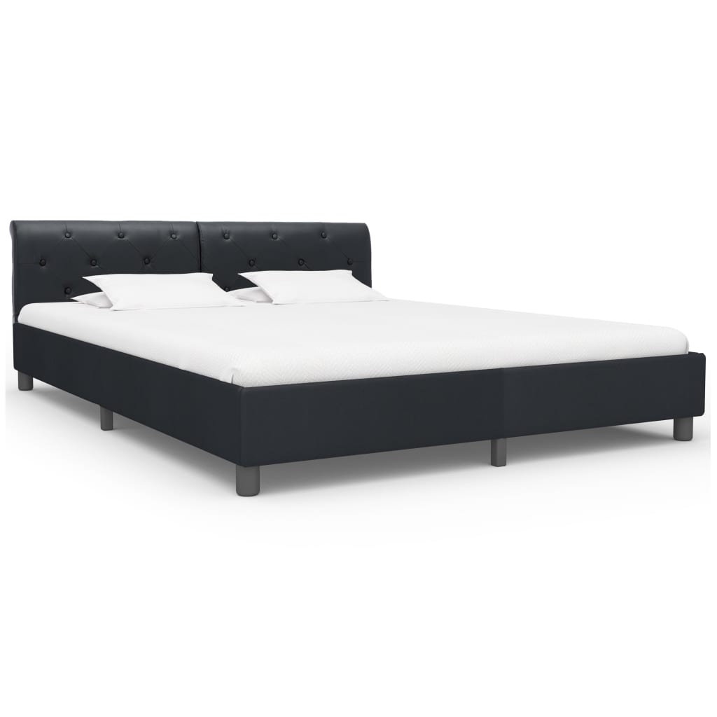 Estrutura de cama 160x200 cm couro artificial preto