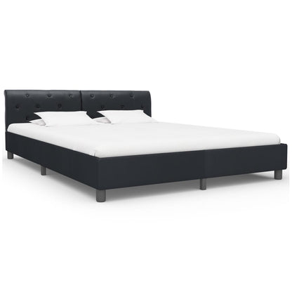 Estrutura de cama 160x200 cm couro artificial preto