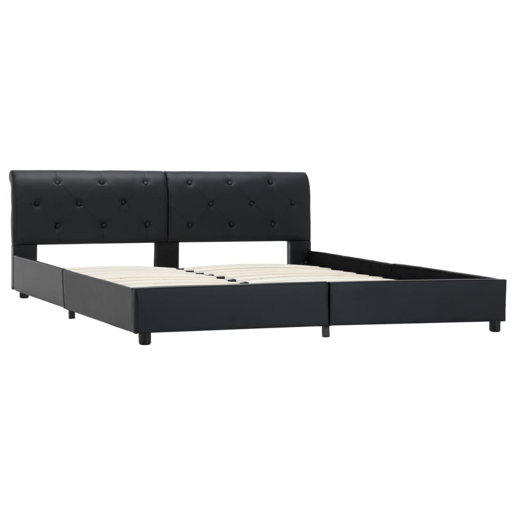 Estrutura de cama 160x200 cm couro artificial preto