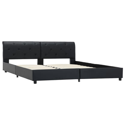 Estrutura de cama 160x200 cm couro artificial preto
