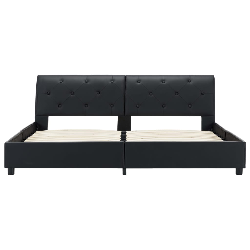 Estrutura de cama 160x200 cm couro artificial preto