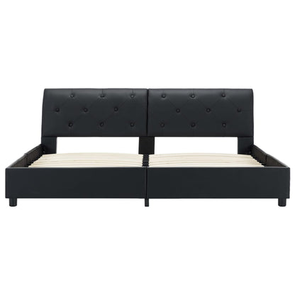 Estrutura de cama 160x200 cm couro artificial preto