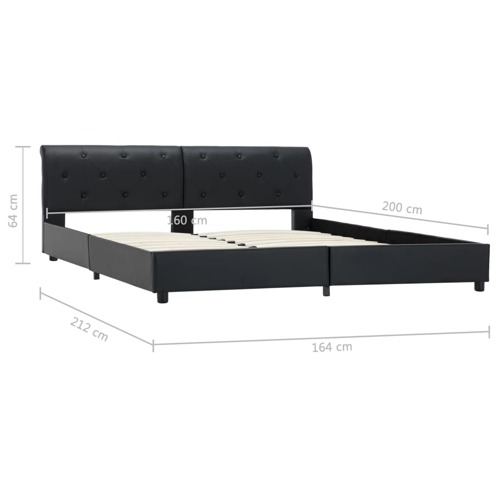 Estrutura de cama 160x200 cm couro artificial preto